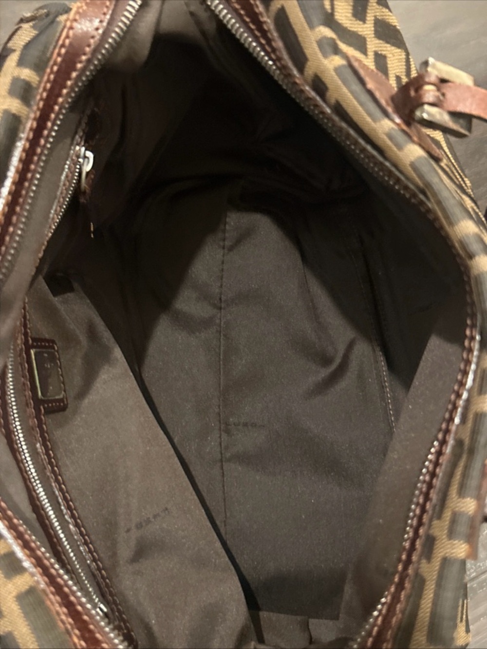 Fendi Zucca FF  Shoulder Bag Vintage  Brown Black canvas Tote 💯 authentic - Picture 12 of 13